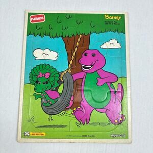 Barney Tray Puzzle Backyard Fun 1993 Lyons Group Vintage Jigsaw Cardboard